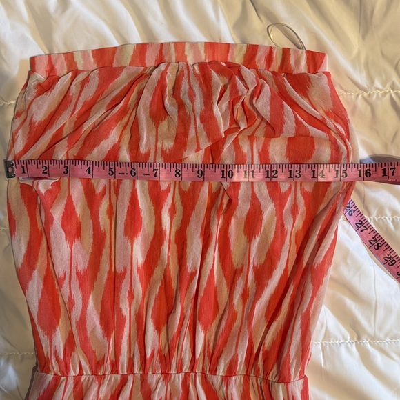 Gorgeous Mesh Strapless Orange White Maxi Dress by Sweet Pea size Medium - Picture 6 of 8